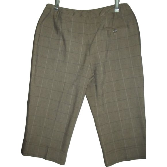 Worthington 14P x 20" Brown Plaid Mid Rise Cropped Cuffed Pants 14S capri crop - Picture 3 of 8